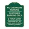 Signmission No Overnight Parking Customer Parking 2 Hour Limit Violators Towed Ve Alum, 24" x 18", G-1824-23838 A-DES-G-1824-23838 - alternate 1